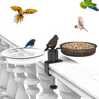 Mangeoire à oiseaux en métal de grande capacité avec support pour balcon, pour l'extérieur, avec bols pour nourriture et eau pour perroquets, à vendre