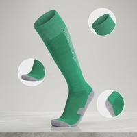 Chaussettes de football pour enfants et adultes, à semelle éponge, extensibles, sportives, hautes jusqu'au genou, tricotées, pour le sport