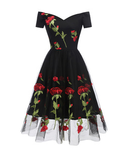 <span class=keywords><strong>Robe</strong></span> de soirée pour femme à col en forme de cœur, jupe de fée fleurie, <span class=keywords><strong>robe</strong></span> imprimée de roses, <span class=keywords><strong>robe</strong></span> rétro en dentelle - Product Image 1