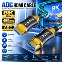 Câble à fibre optique active blindé AOC 8K 60Hz 48 Gbps ultra haute vitesse, longueur personnalisable pour projecteur, ordinateur, moniteur