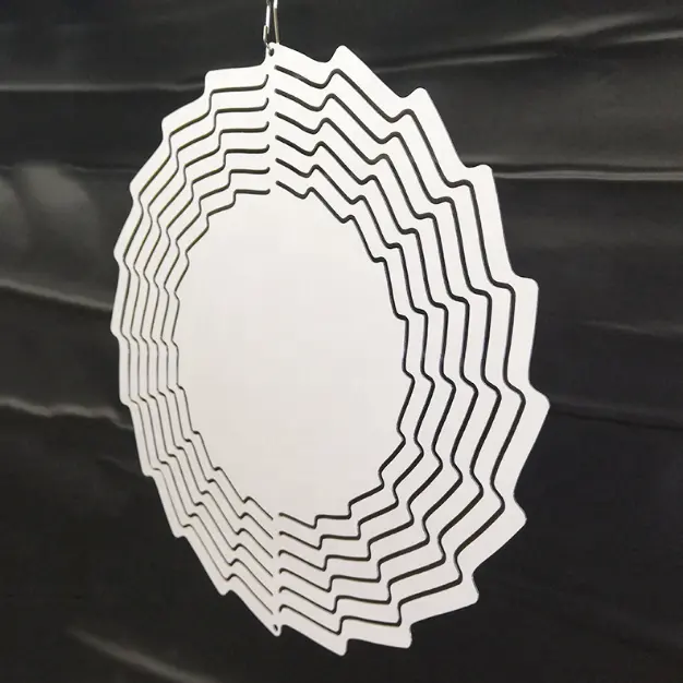 Logo personalizzato regalo di san valentino in alluminio forma rotonda sublimazione in metallo campanelli eolici filatori di natale filatore del vento