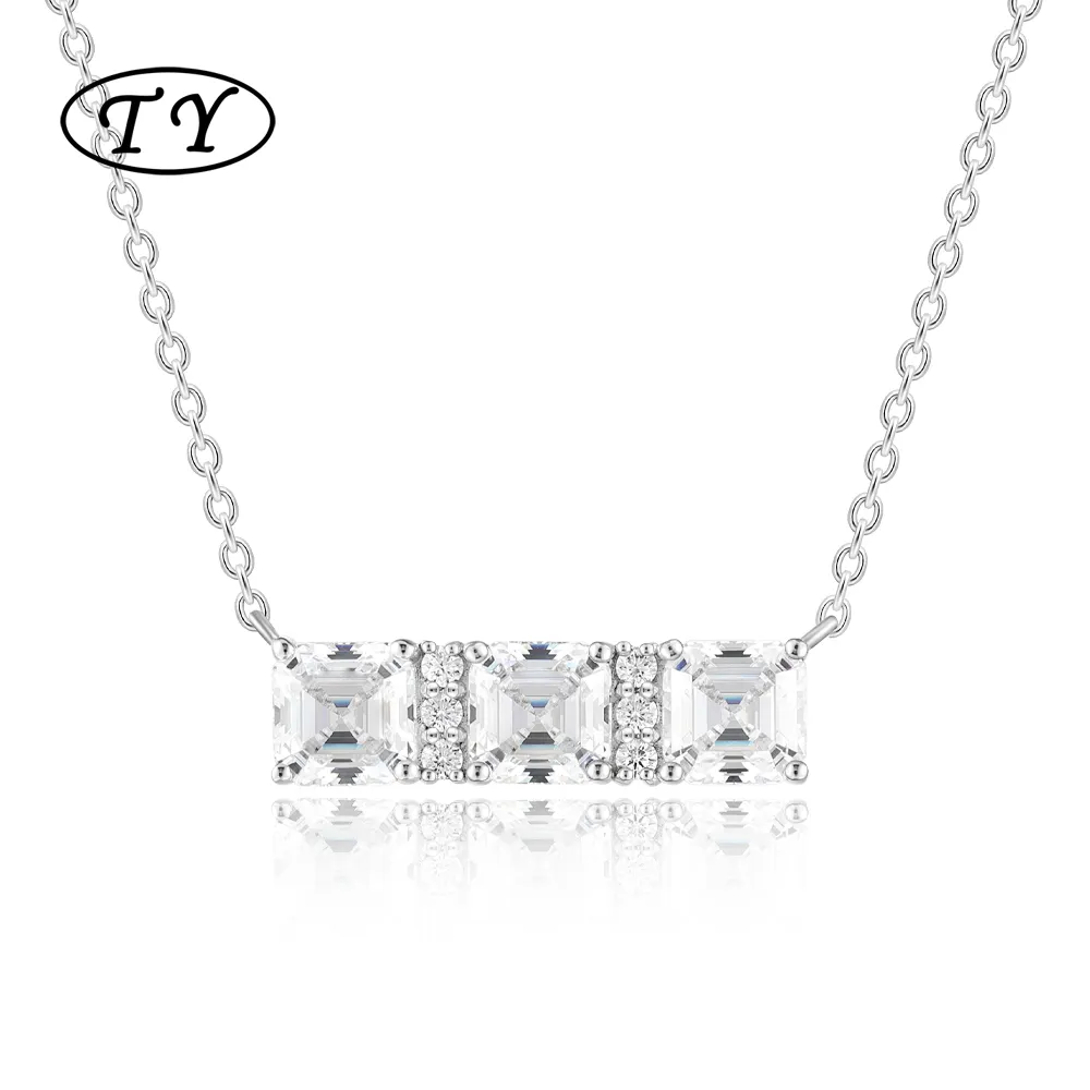 TY Jewelry عقد من الفضة الإسترليني عيار 925 للبيع بالجملة عقد نسائي متدلي على شكل معبد من الزركون هندسي