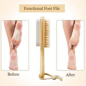 Brosse de massage douce pour les pieds en bois de haute qualité avec poils de sanglier et pierre ponce pour le bain - Product Image 6