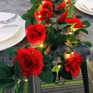 Guirlande lumineuse en soie en forme de rose avec LED flexibles, réaliste et romantique, idéale pour les mariages et la Saint-Valentin - Product Image 6