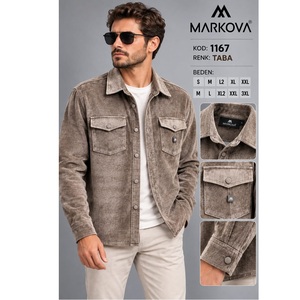 Chemise d'extérieur pour homme MARKOVA, style 1167, couleur Taba, en tissu tricoté, chemise d'hiver, première qualité, best-seller, vente en gros - Product Image 1