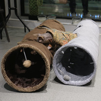 Lit tunnel pour chat en suède, universel toutes saisons, design droit monobloc, pliable, lavable, respirant, pour l'intérieur, anti-ennui