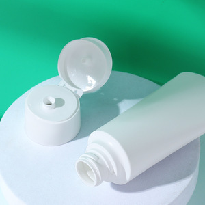 White Facial Cleanser <b>Squeeze</b> <b>Bottle</b> 100ml With Flip Cap Regular Size Cosmetic Packaging For Facial Cleansing Products - Product Image 4