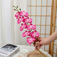 Bunga Phalaenopsis Buatan Berkualitas Tinggi, Batang Tunggal, 9 Kepala, Tekstur 3D, Sutra Imitasi, 70x15x10cm, Dekorasi Rumah untuk Pernikahan