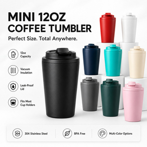 Taza de café de 12 oz personalizada de acero inoxidable 304 de doble pared con aislamiento al vacío y recubrimiento en polvo para grabado láser e impresión UV. - Product Image 1