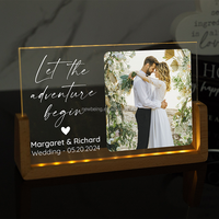 Affichage personnalisé de photo de mariage, cadre photo acrylique avec lumière LED, cadeaux de mariage personnalisés