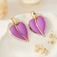 Nouvelles Boucles d'Oreilles Pendantes Cœur Exagéré Personnalisées et Élégantes, Colorées, Double Couche, Clous d'Oreilles Cœur pour Femme