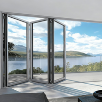 Persianas de Aluminio con Rejillas Dobles Plegables, Ventanas Corredizas Plegables para Balcón con Vidrio Templado, Protección Antirrobo para Cocina y Exteriores