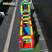 Parcours d'obstacles gonflable commercial pour adultes avec toboggan, grand château gonflable, parcours de saut, jeu de carnaval interactif en plein air