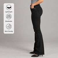 Fabricant OEM – Jean bootcut femme taille basse en denim noir uni extensible tricoté – Style décontracté