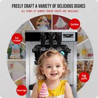 Machine à crème glacée intelligente à 3 têtes avec pré-refroidissement, machine commerciale à glace molle pour les boutiques de yogourt glacé et de gelato, 110V 220V