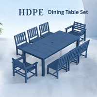 Amerikanischer Stil Outdoor-Möbel HDPE Garten-Essgruppe Kunststoff-Terrassenstühle 9-teiliges Sofa-Set für Balkon, Innenhof, Park, Villa