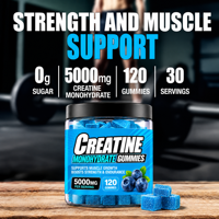 Gummies de créatine monohydrate halal en vrac OEM sans sucre 5000mg – Bonbons gélifiés pré-entraînement pour la croissance musculaire et supplément sportif – 120 unités