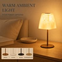 Lampe de table en verre à motif nuage, rechargeable sans fil, lampe de chevet LED, charge USB Type-C 5V, commande tactile pour la décoration de la maison