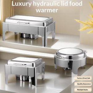 Plat de service en acier inoxydable pour buffet, chauffe-plats avec supports à combustible, bac à eau amovible, pour traiteur et service de réceptions, facile à nettoyer - Product Image 3