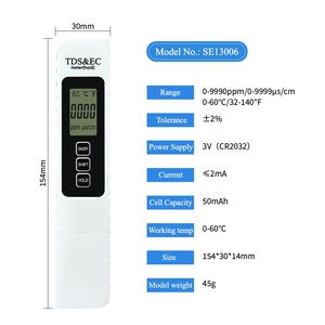 Testeur TDS <span class=keywords><strong>EC</strong></span> de température avec ou sans rétroéclairage, tolérance de 2%, batterie 50mAh - Product Image 3