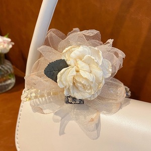 महिलाओं के दैनिक बाल सहायक उपकरण के लिए सुरुचिपूर्ण शार्क क्लिप्स सिल्क स्टेन फूल और पंख बाल पंजा क्लिप्स - Product Image 6