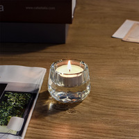 Support de bougie chauffe-plat en cristal K9 transparent de style nordique, bougeoir en verre épais pour table à manger romantique et décoration intérieure