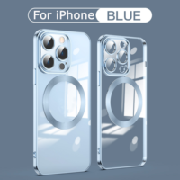 Coque de téléphone de placage magnétique de charge sans fil colorée transparente pour iPhone 15 14 Pro Max pour Samsung 24 23 pour Google 7 8 pro