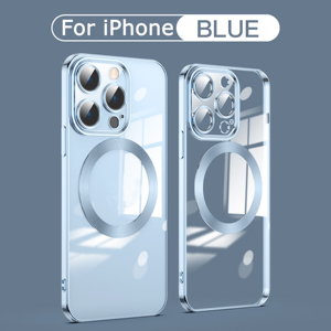 Coque de téléphone de placage magnétique de charge sans fil colorée transparente pour iPhone 15 14 Pro Max pour Samsung 24 23 pour <span class=keywords><strong>Google</strong></span> <span class=keywords><strong>7</strong></span> 8 pro - Product Image 3