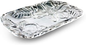 Plateau de service en aluminium au design floral Vaisselle élégante pour mariage et fête Idéal pour servir des collations au café et les ventes à l'exportation - Product Image 6