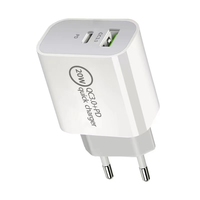 Cargador de Pared PD de 20 W con USB Tipo C y 2 Puertos QC3.0, Adaptador de Enchufe Universal para EE. UU., UE, AU, Reino Unido, para iPad Pro, para Teléfono, para Teléfono Móvil