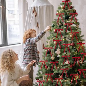 Adorno navideño de terciopelo rojo colgante rojo flocado adorno de árbol colgante de Navidad para decoración de fiesta en casa de vacaciones - Product Image 4