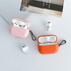 Estuche para Auriculares de Cuero PU con Diseño de Lichi y Hebilla Metálica, Color Sólido, para <span class=keywords><strong>Airpods</strong></span> 1 2 3 4 <span class=keywords><strong>Pro</strong></span> 2 3 - Product Image 5