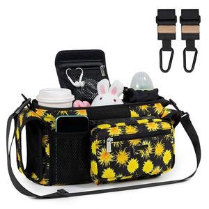Organisateur de poussette pour bébé en RPET, certifié BSCI, vente en gros, 2 porte-gobelets, sac détachable avec bandoulière, sac de poussette - Product Image 4