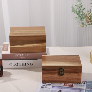 Wooden Jewelry <b>Box</b> Rectangular Flip Top <b>Lockable</b> Storage <b>Box</b> For Home Use Gift Packaging - Product Image 3