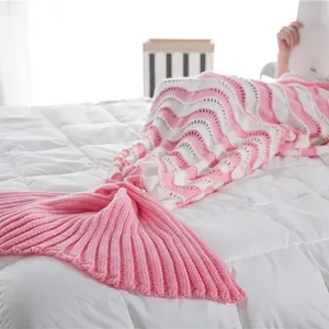 Fashion Spring Autumn Foot Warmer 12 Colors Pink Purple Adults Children Baby Little Mermaid Knit Blanket