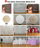 Support de toile de fond métallique en alliage d'aluminium pour événements personnalisés SMS, avec cadre et housse en tissu 3D, ensemble d'arche de mariage