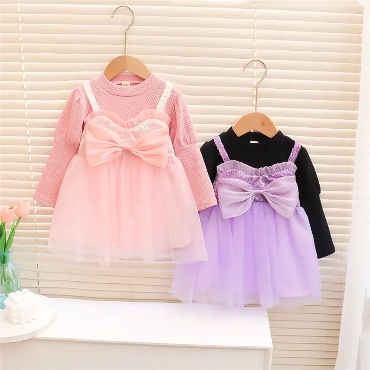 New arrival latest design baby clothing girl dress spring fall kids dresses girl casual princess dress