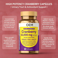 Complément Alimentaire en Capsules de Canneberge Marque Blanche OEM, 60 Gélules, Équivalent 15000 mg