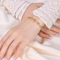 YILUN 925 Sterling Silber 18K Vergoldetes Regenbogen-CZ-Schiebe-Armband Verstellbare Bolo-Kastenkette Schmuck Großhandel