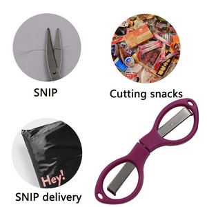 Mini Scissors Stainless Steel ABS Red Blue Portable Folding Home Office Use V Shaped Cutters - Product Image 3