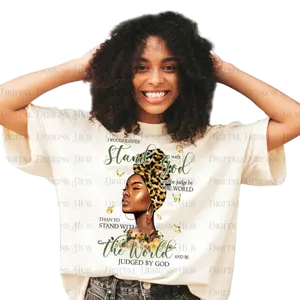 2024 großhandel individuell schwarz frauen melanin königin afro mädchen siebdruck Plastisol DTF wärmetransfer aufkleber für t-shirts