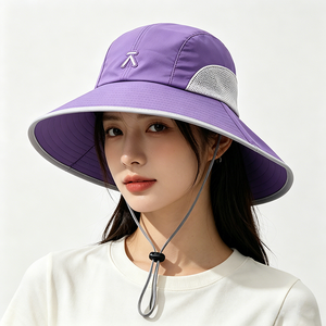 Chapeau de soleil unisexe UPF50+ à large bord, protection UV, maille respirante, chapeau bob d'extérieur avec sangle sous le menton, idéal pour la pêche, les sports et l'usage quotidien - Product Image 1