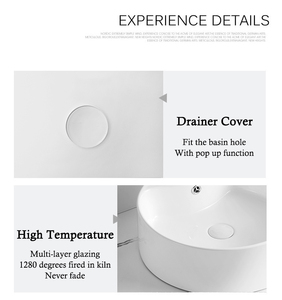 Évier de salle de bain en céramique, portable, luxueux, rond, artistique, fait sur mesure - Product Image 5
