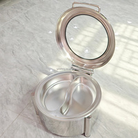 Chauffe-Plat Buffet Lefeng 6L en Acier Inoxydable, Réchaud Alimentaire à Alcool avec Contrôle Manuel de la Température, Argent, pour Hôtels et Traiteurs, 300W