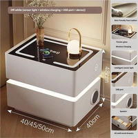 Table de chevet intelligente multifonctionnelle moderne, rechargeable sans fil, déverrouillage par empreinte digitale, design en bois écologique et durable, pour hôtel