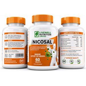 Livewell Nutrition Nicosal, Soporte Inmunológico de Alta Potencia, 60 Tabletas para Fumadores y Exfumadores - Product Image 1