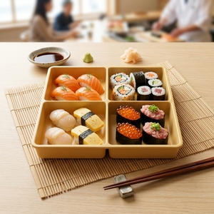 <span class=keywords><strong>Assiette</strong></span> de service HCMA en mélamine à 6 compartiments, couleur <span class=keywords><strong>bois</strong></span>, pour snacks, bonbons et apéritifs, idéale pour les fêtes - Product Image 2