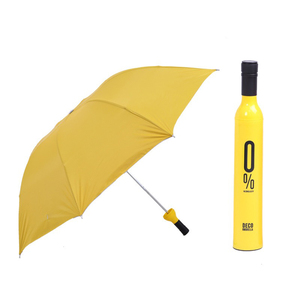 Custom Print Business Gift Promotion Travel Rainy Sunny 3 Folding Umbrella Portable Wine Bottle Shape Umbrellas