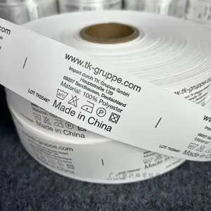 Harga grosir desain pabrik pita elastis cetak kustom pita Sewing-in Label pakaian Satin pita pakaian penyesuai