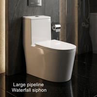 WC monobloc contemporain en céramique intégrée, blanc, à poser au sol, en porcelaine émaillée lisse pour salle de bain